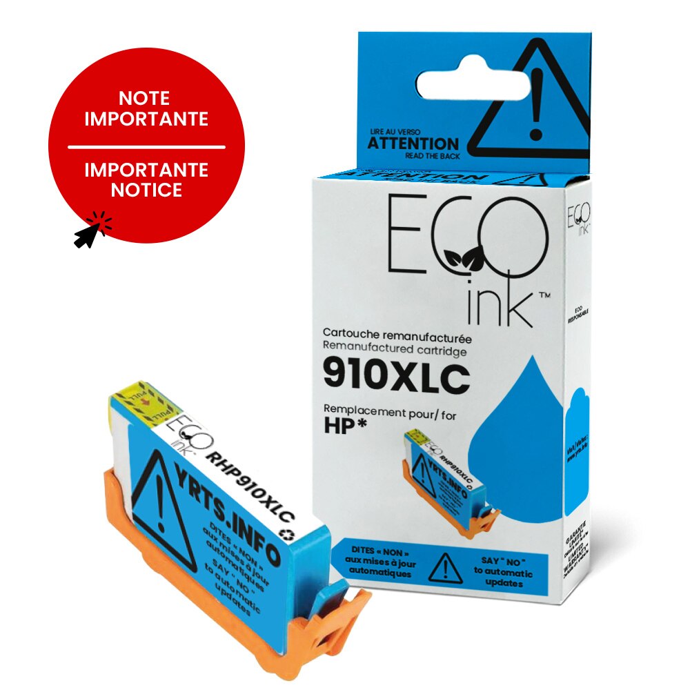 HP 910XL (3YL62AN) Reman Eco Ink YRTS Cyan 825 pages